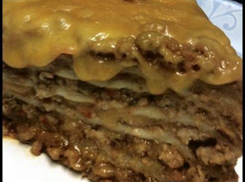 Yummy & easy layered mexican casserole. 