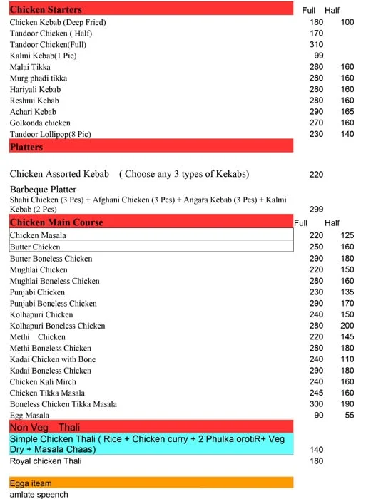 Roti Curry menu 