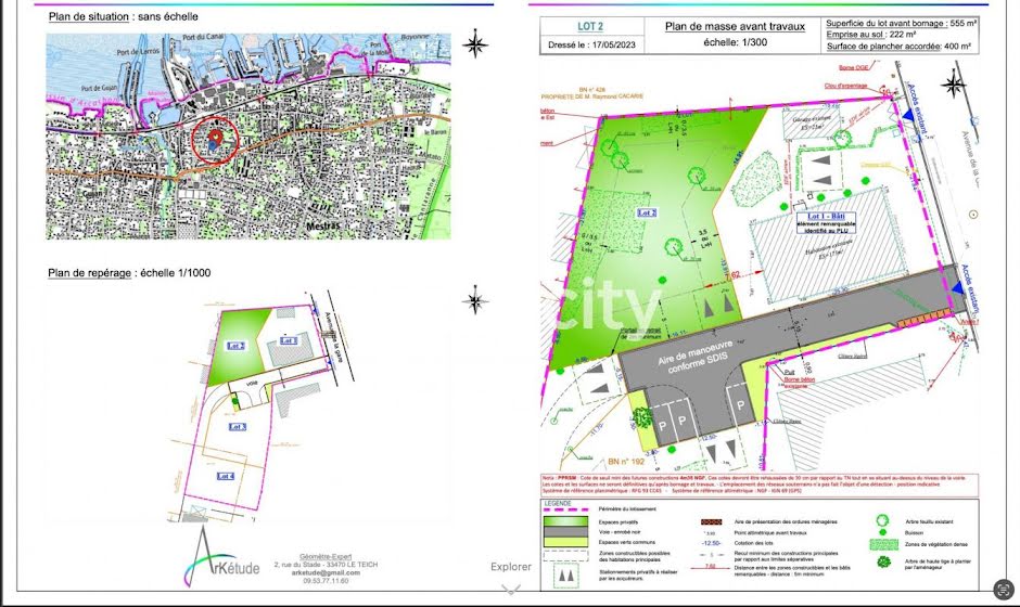 Vente terrain  555 m² à Gujan-Mestras (33470), 380 000 €