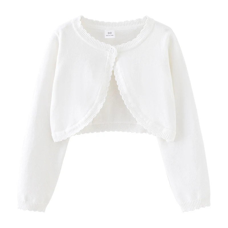 Koreaanse gebreide cardigan voor meisjes, ronde hals, kindertrui voor medium en grote maten, warme en stijlvolle omslagdoek.