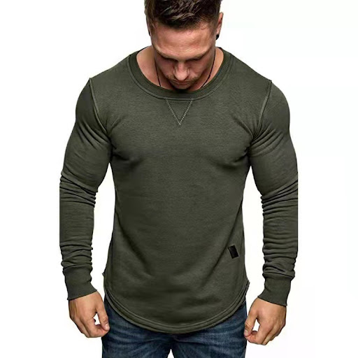 Title 5, European and American mens solid color round n...