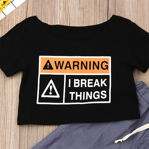 Title 4, Kids Letter Printed Short Sleeve Tethered Pants...