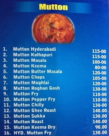 Naidu Biriyani Hut menu 