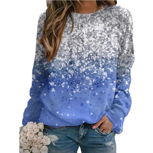 Title 7, Womens Printed Round Neck Long-sleeved T-shirt...