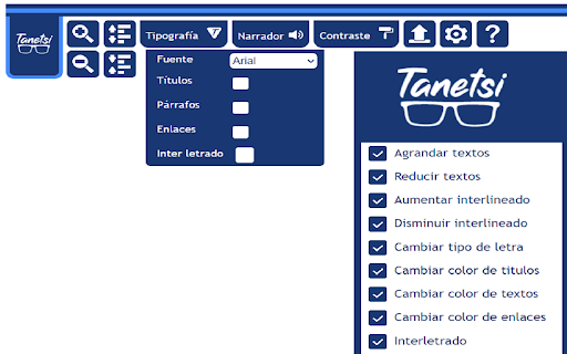 Tanetsi: Accesibility toolbar