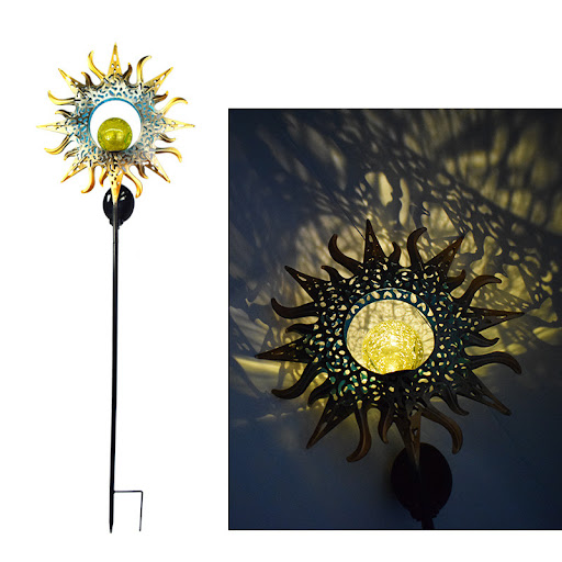Title 5, Cross-Border Solar Lawn Lamp featuring Moon Fla...