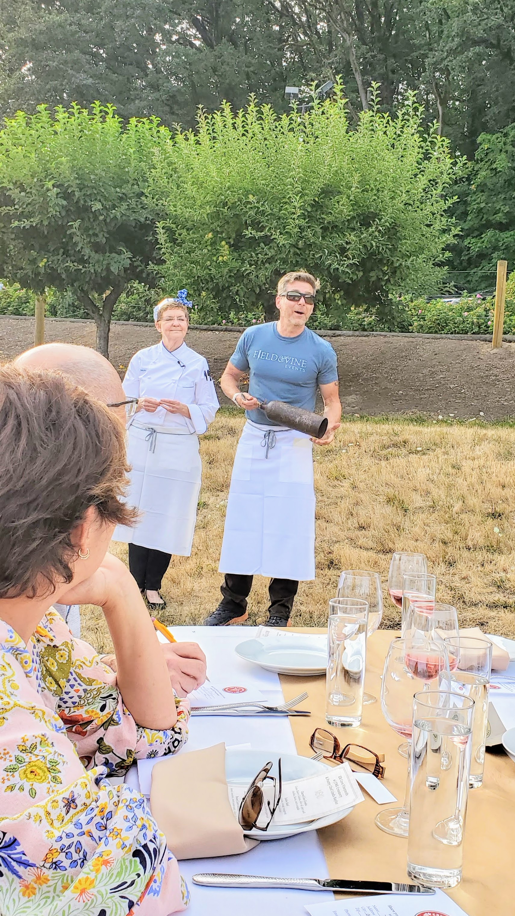 Dining in the vineyards with Field and Vine Dinners: Elk Cove and TMK Creamery Dinner, here is Chef Pascal Chureau, owner of Field and Vine