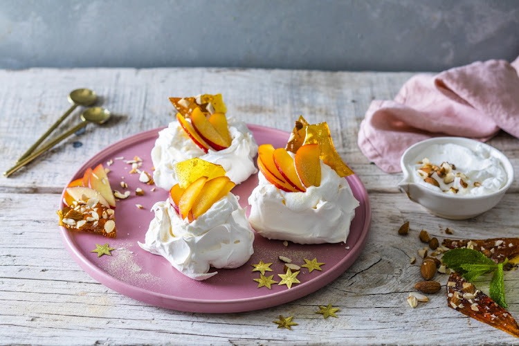 Justine Drake's nectarine mini Pavlovas.