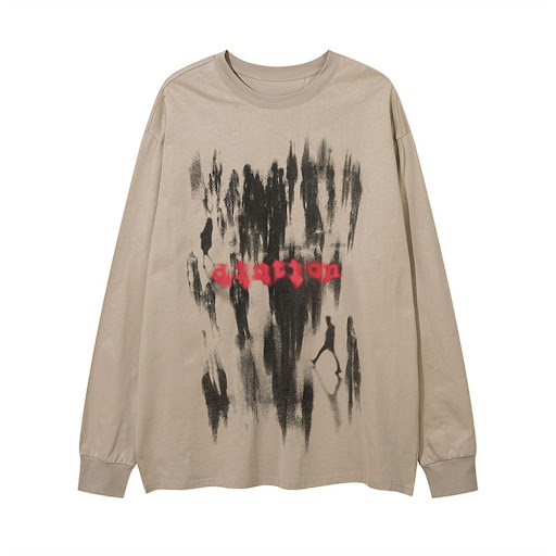 Title 5, Mens Graffiti Printing Long-sleeved T-shirt. A...