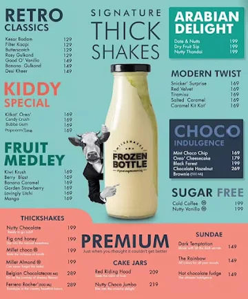 Frozen Bottle - Milkshakes, Desserts And Ice Cream menu 