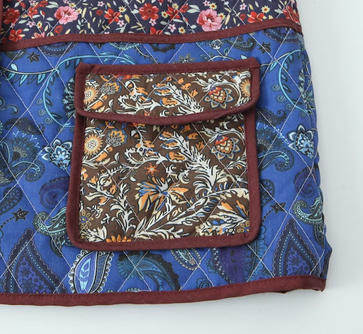 Title 11, Printed Contrast Color Pocket Cotton-padded Coa...