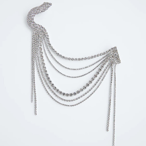 Title 5, Hyperbole Long Tassel Crystal Big Brooch For Wo...