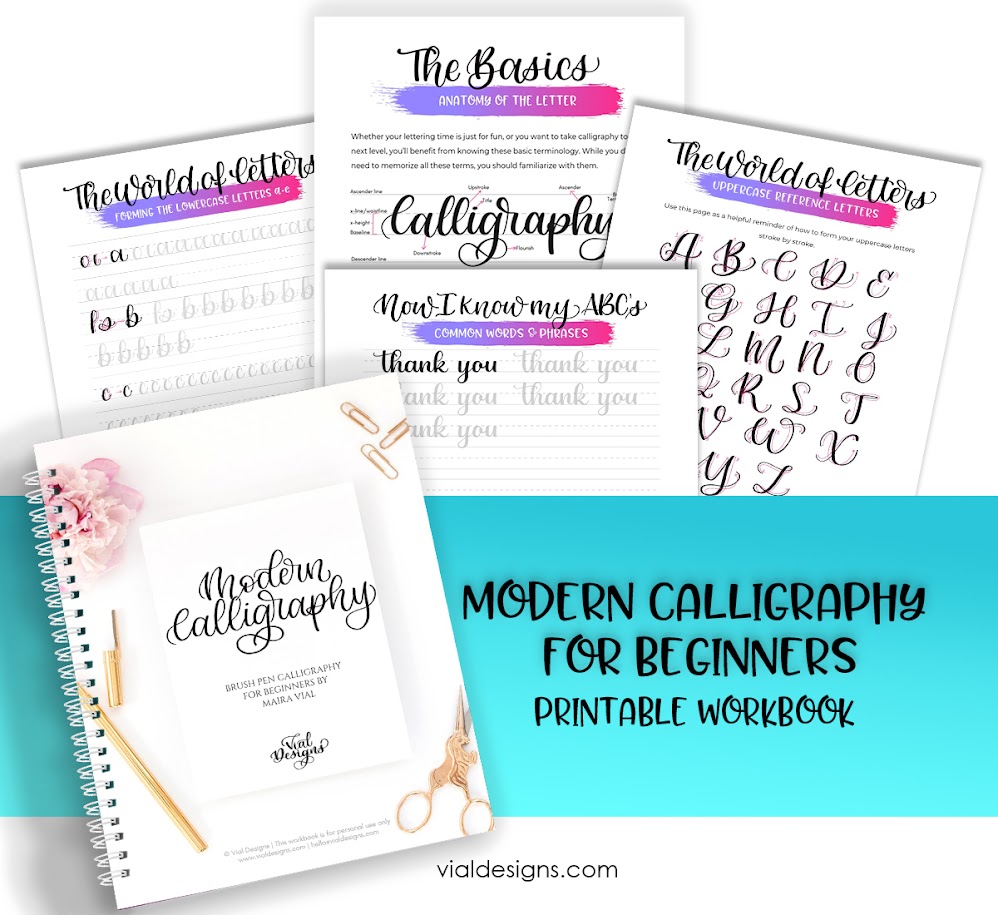 Workbook #2 Lowercase Alphabet (Miniscule) Modern Calligraphy Workbook for  Large Markers