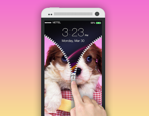 Cute Puppy Zipper Screen Lock