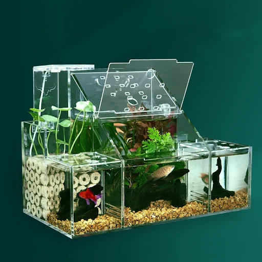 Large Size Aquarium Fish Tank Acrylic Small Fish Isolation Box Transparent Reproduction Box Creative Desktop Betta Fish 