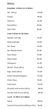 Saravana Cafe Park menu 1