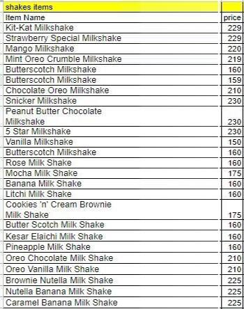 Chennai Express menu 