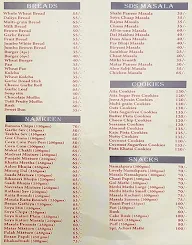 Standard Milk & Milk Products menu 1