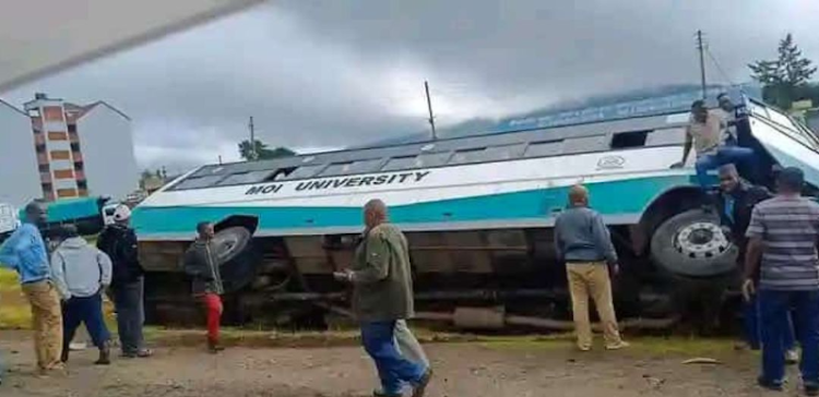 Moi University Bus at the scene of the accident on Wednesday, March 27, 2024