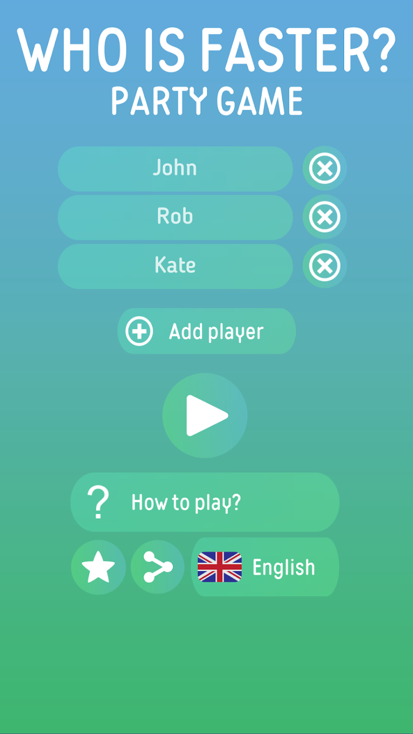 Who is faster? Party game Screen 1