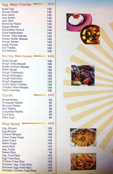 Fenix  - Sunray Hotel menu 