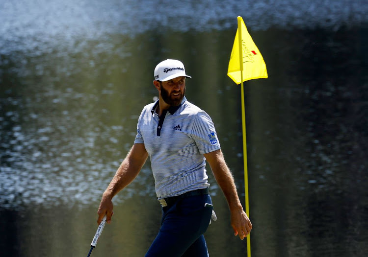 Dustin Johnson of the US on the 16th green during a practice round ahead of The Masters at Augusta National Golf Club, Georgia on April 6, 2021