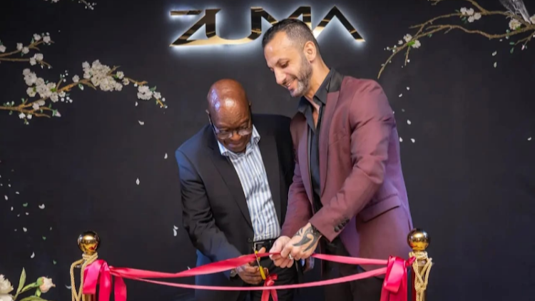 Former president Jacob Zuma officially opening Zuma restaurant with David Manal in Durban.