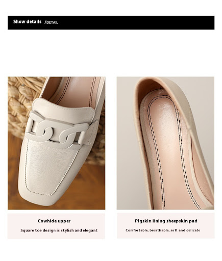 Title 17, Leather Shoes Womens Chunky Heel Retro Square ...