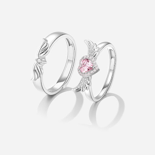 Title 2, Sterling Silver Angel Wings Couple Rings – a sy...
