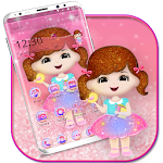 Cover Image of Herunterladen Cute Pink Glitter Doll Theme 1.1.2 APK