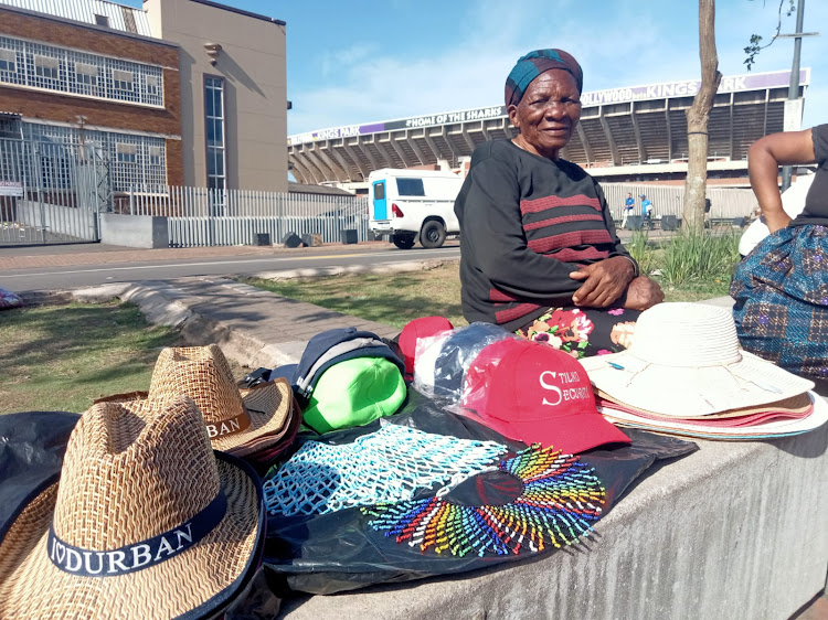 Street sellers sold their merchandise outside the Moses Mabhida Stadium.