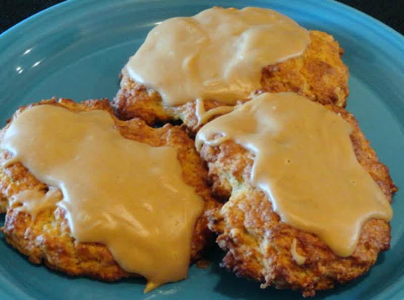 Roasted Banana Scones With Peanut Butter Glaze