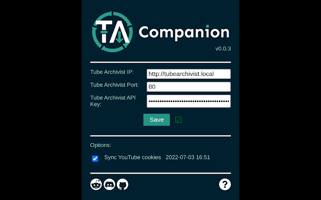 TubeArchivist Companion chrome extension