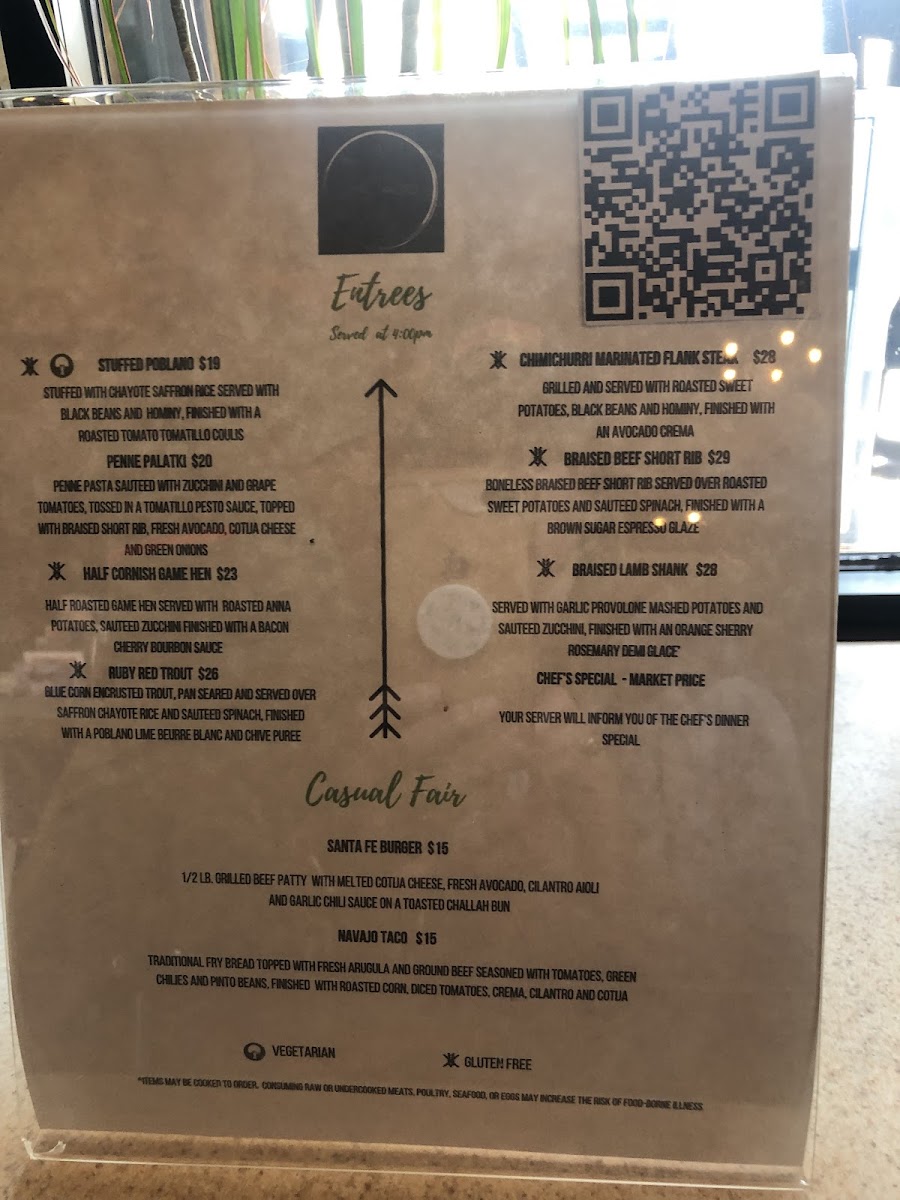 Salado gluten-free menu