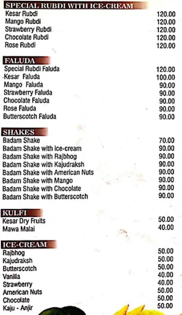 Mahalaxmi Ice Cream menu 