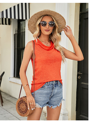 Title 2, Womens Sleeveless Blouse Pile Collar Pullover ...
