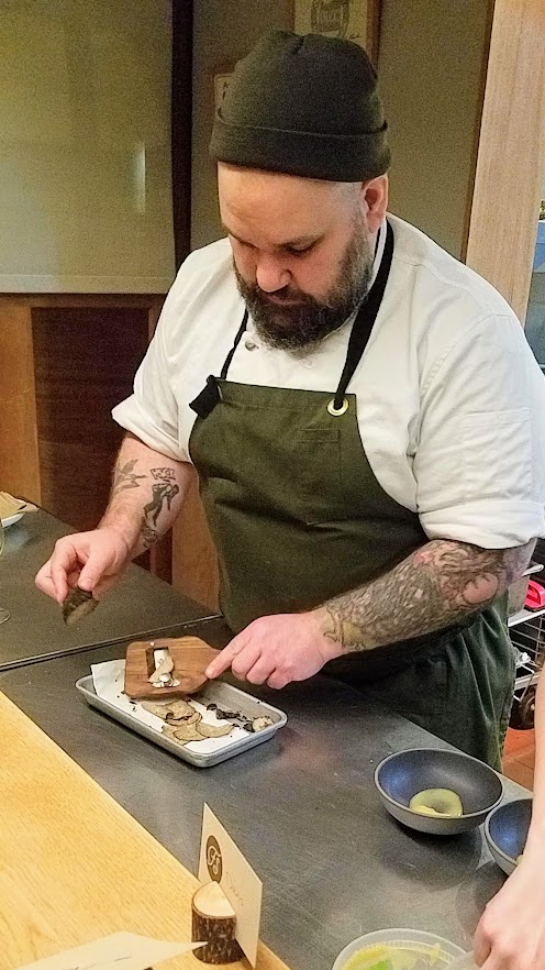 Farm Spirit, an all vegan restaurant, Malted potato with Oregon Black Truffles