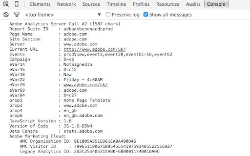 Debugger for Adobe Analytics
