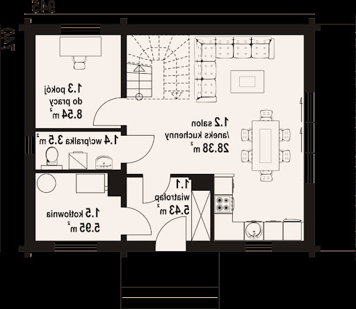 Zawojowo aa 70 dw - Rzut parteru