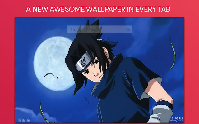 Sasuke Uchiha Wallpaper HD Custom New Tab