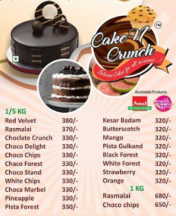 Cake N Crunch menu 