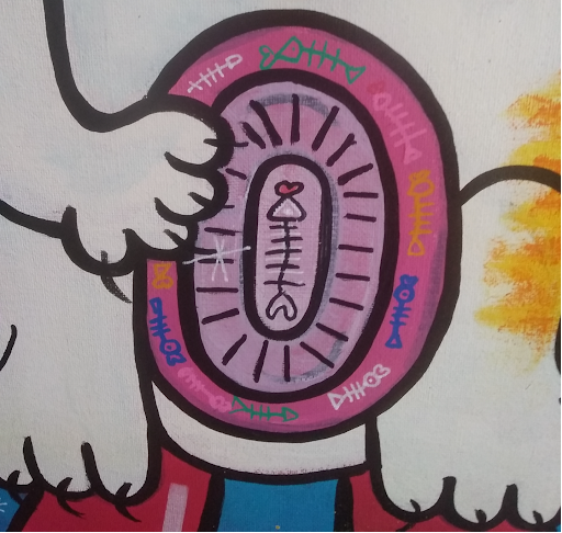 maneki néko: peinture acrylique à message artiste peintre barre virginie les poissons, tableaux pop art gais colorés décoration murale