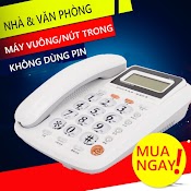 Điện Thoại Cố Định Điện Thoại Bàn Màu Trắng Và Đỏ 2 Cổng Nối Posvàmáy Fax , Màn Hình Lcd, Phím To, Trong Suôt Không Cần Pin