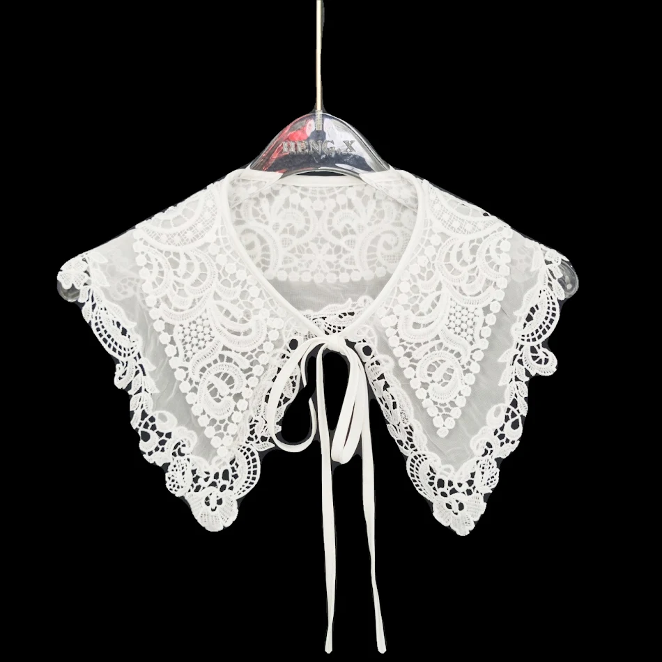 Col amovible broderie machine femme, nœud papillon, dentelle et cape cappa, assortiment automne et hiver polyvalent et élégant