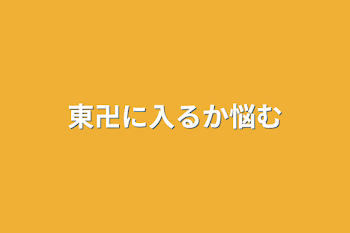 東卍に入るか悩む