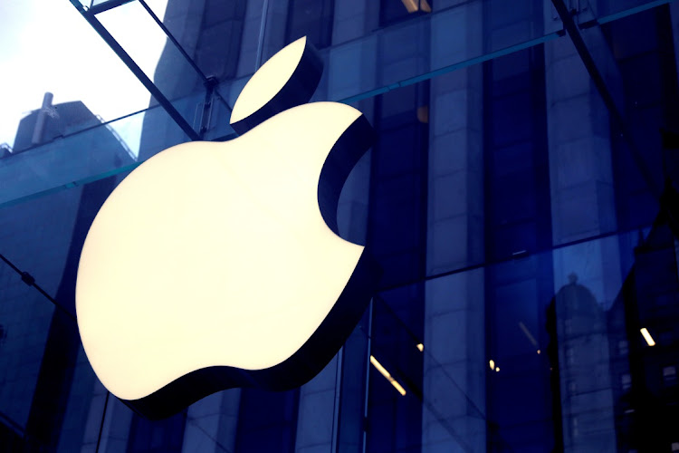 The Apple logo at the entrance to the Apple store on 5th Avenue in Manhattan, New York, US. Picture: REUTERS/MIKE SEGAR