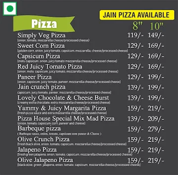 Pizza House menu 