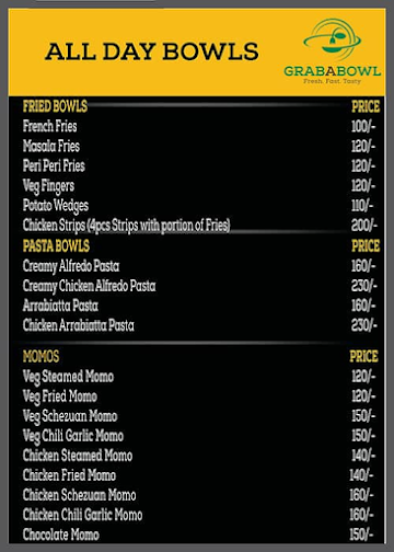 Grab A Bowl menu 