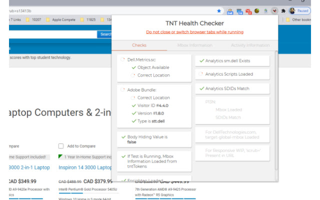 TNT Health Checker chrome extension