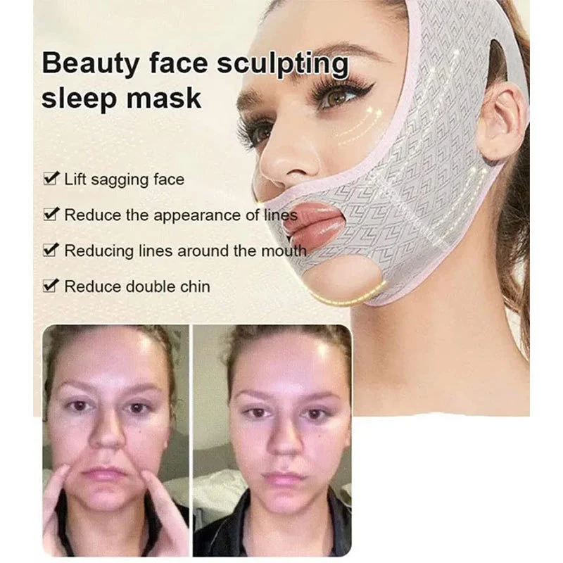 Outil de soutien facial pour sculpter et lifter le visage. Masque et bandage amincissant pour un visage redessiné, joues moins fines.